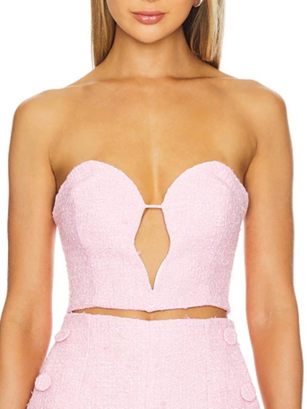 Bardot Eleni Bustier Soft Pink Strapless  Cutout Crop Top Revolve 6